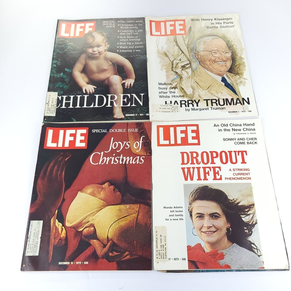 4x LIFE Magazine 1971 and 1972 History Photography Advertisements Children Xmas